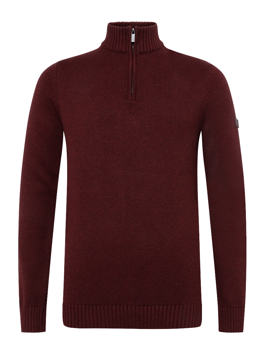 Bruun & Stengade - BS Cunha Regular Fit Knitwear - pullover mit halbem reißverschluss - bordeaux - 1