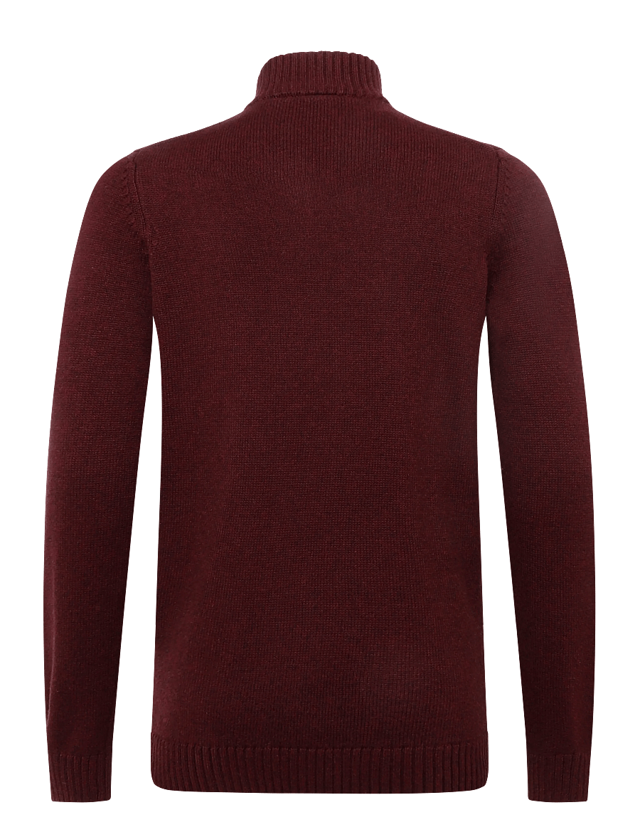 Bruun & Stengade - BS Cunha Regular Fit Knitwear - pullover mit halbem reißverschluss - bordeaux - 2