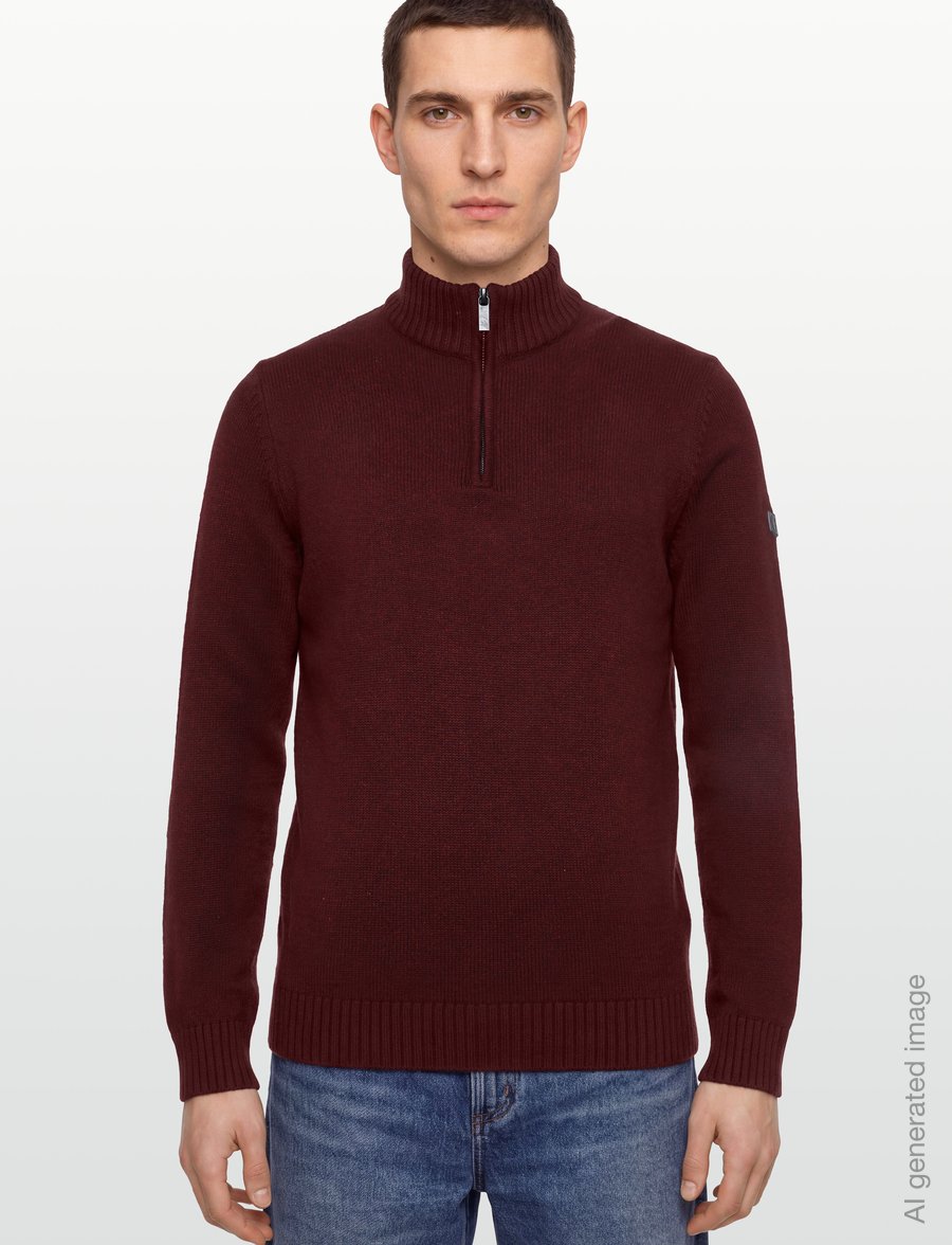 Bruun & Stengade - BS Cunha Regular Fit Knitwear - pullover mit halbem reißverschluss - bordeaux - 3
