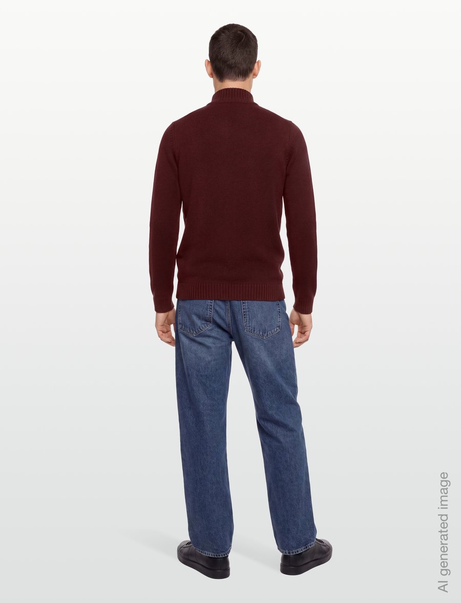 Bruun & Stengade - BS Cunha Regular Fit Knitwear - pullover mit halbem reißverschluss - bordeaux - 4