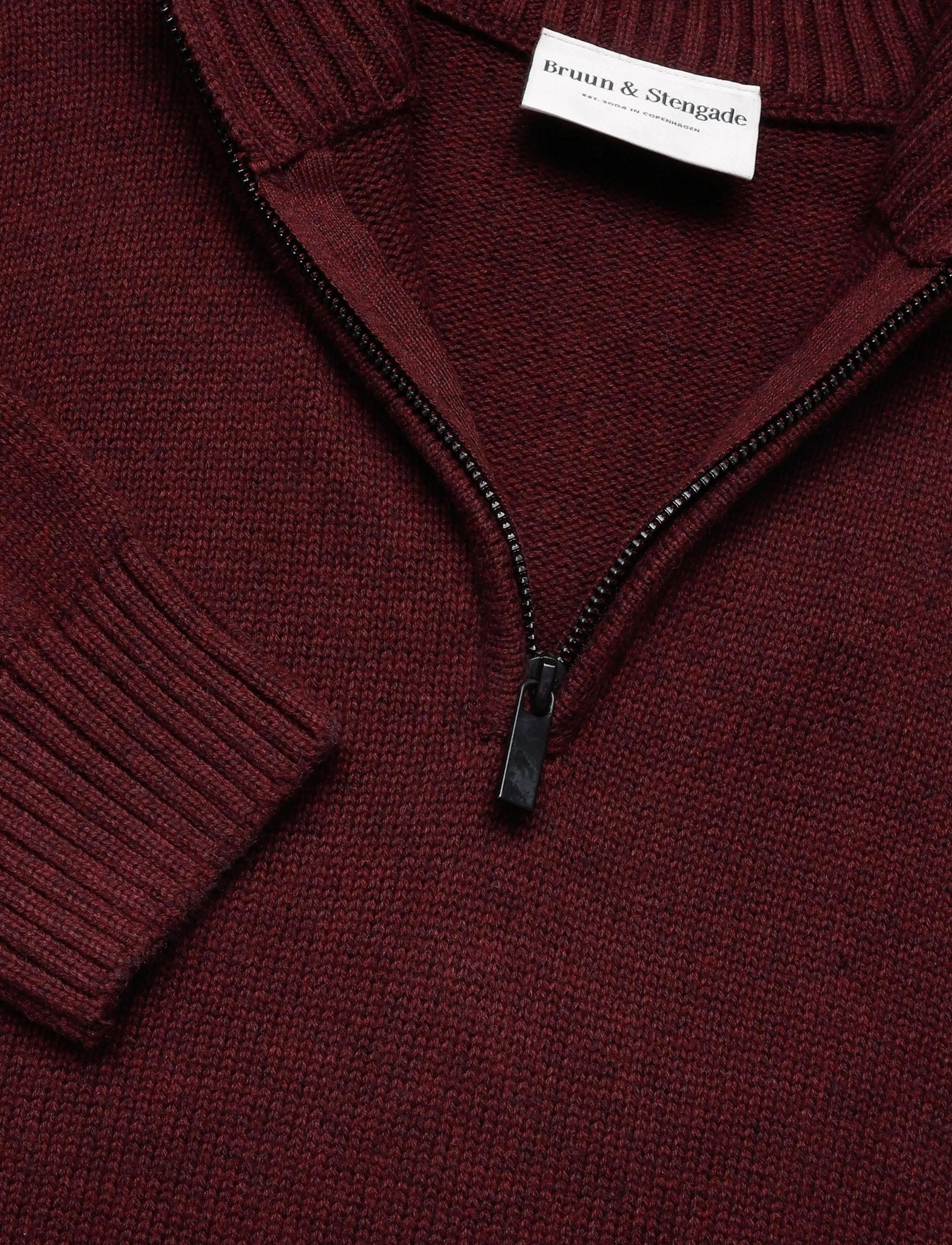 Bruun & Stengade - BS Cunha Regular Fit Knitwear - pullover mit halbem reißverschluss - bordeaux - 5