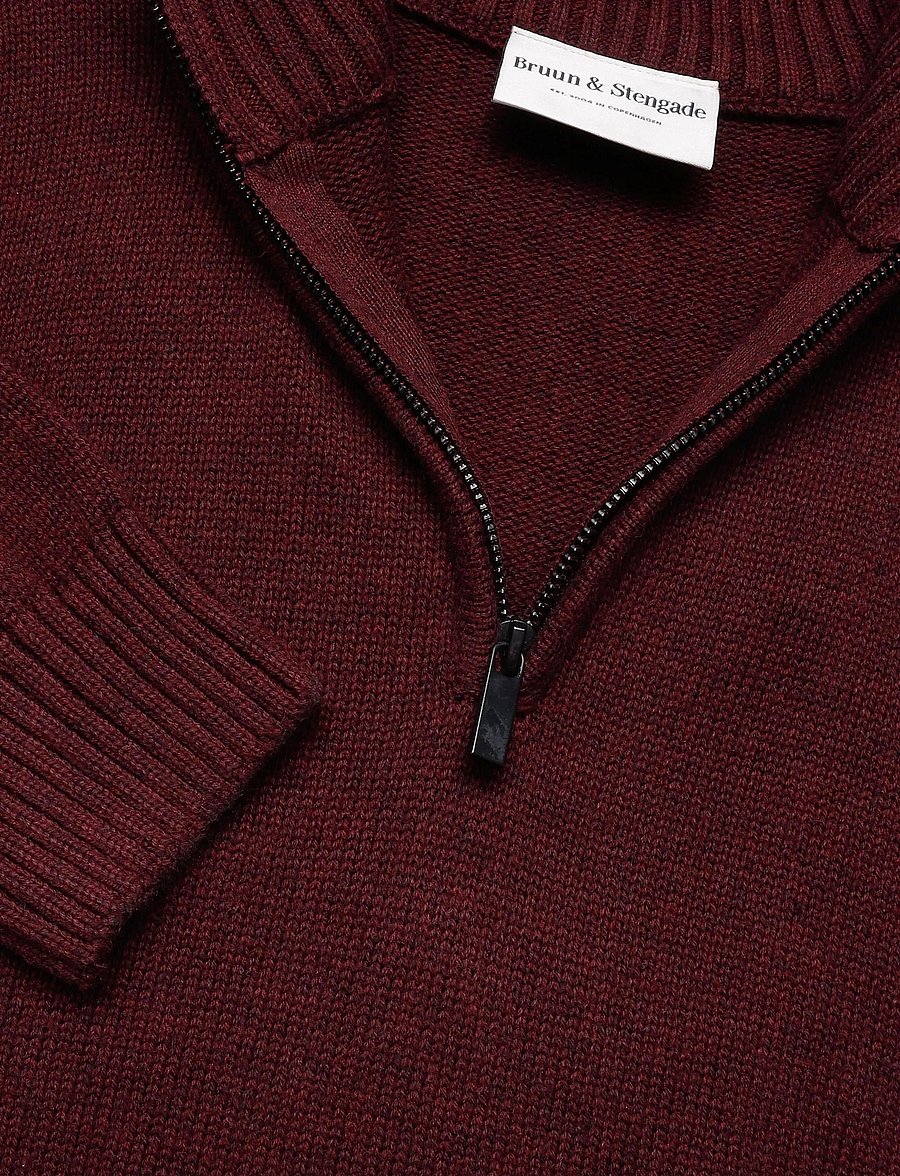 Bruun & Stengade - BS Cunha Regular Fit Knitwear - pullover mit halbem reißverschluss - bordeaux - 5
