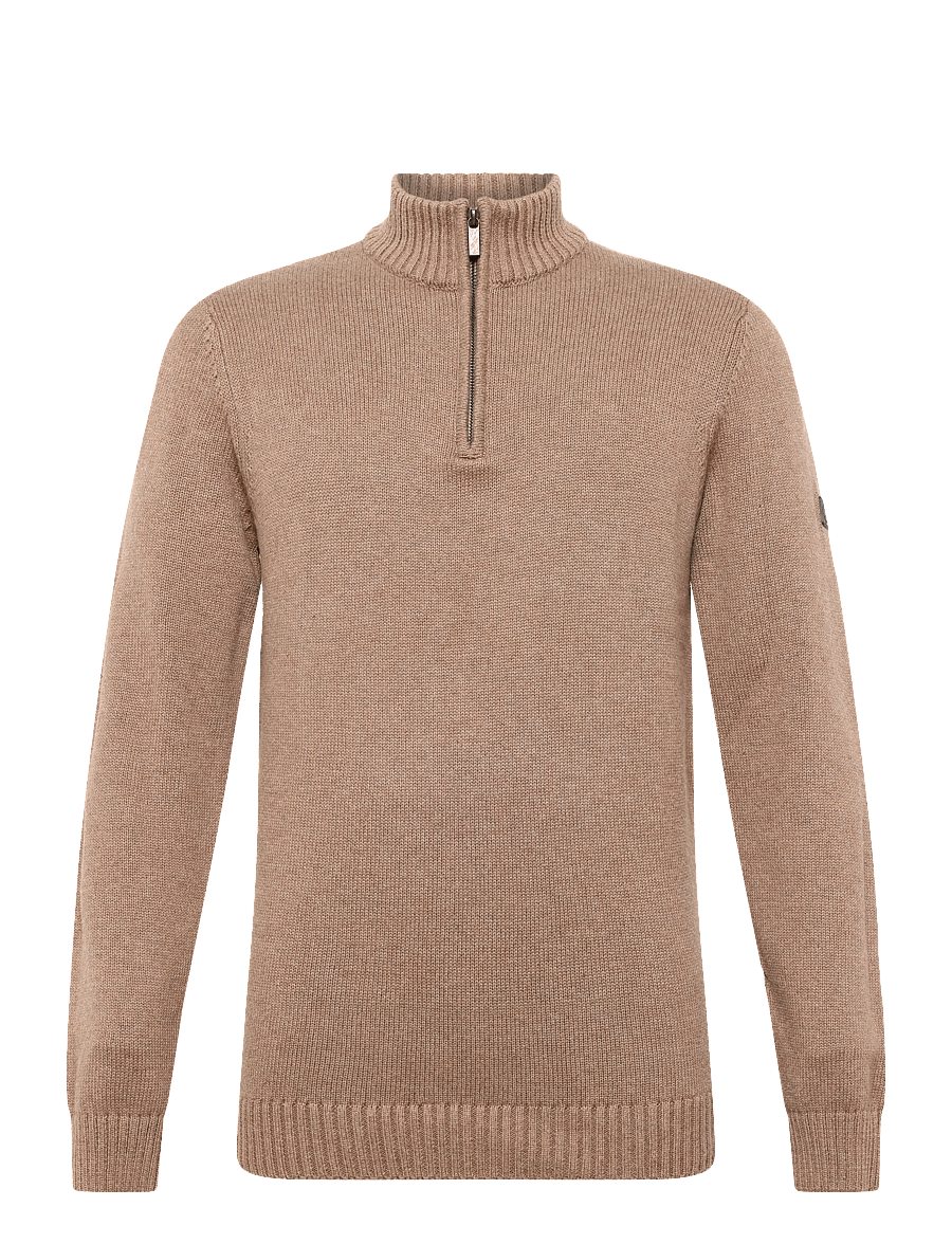 Bruun & Stengade - BS Cunha Regular Fit Knitwear - pullover mit halbem reißverschluss - brown - 1