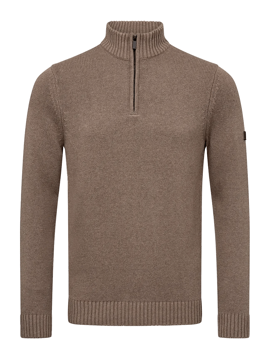 Bruun & Stengade - BS Cunha Regular Fit Knitwear - halfzip strik - brown - 0