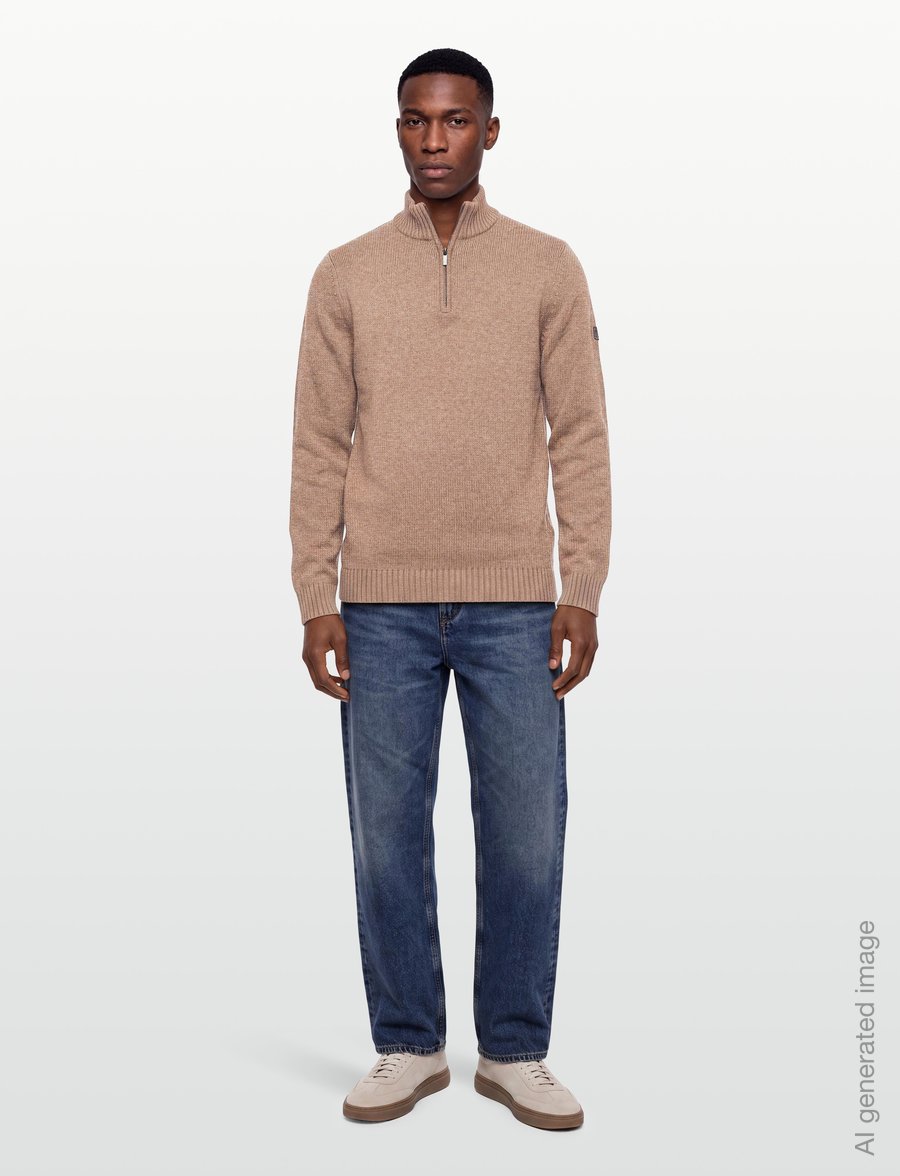 Bruun & Stengade - BS Cunha Regular Fit Knitwear - pullover mit halbem reißverschluss - brown - 0