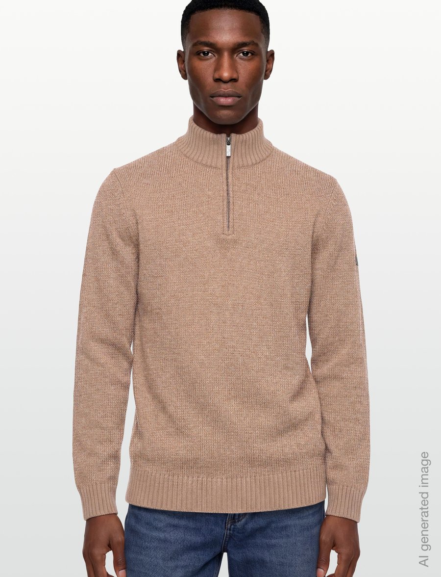 Bruun & Stengade - BS Cunha Regular Fit Knitwear - pullover mit halbem reißverschluss - brown - 3