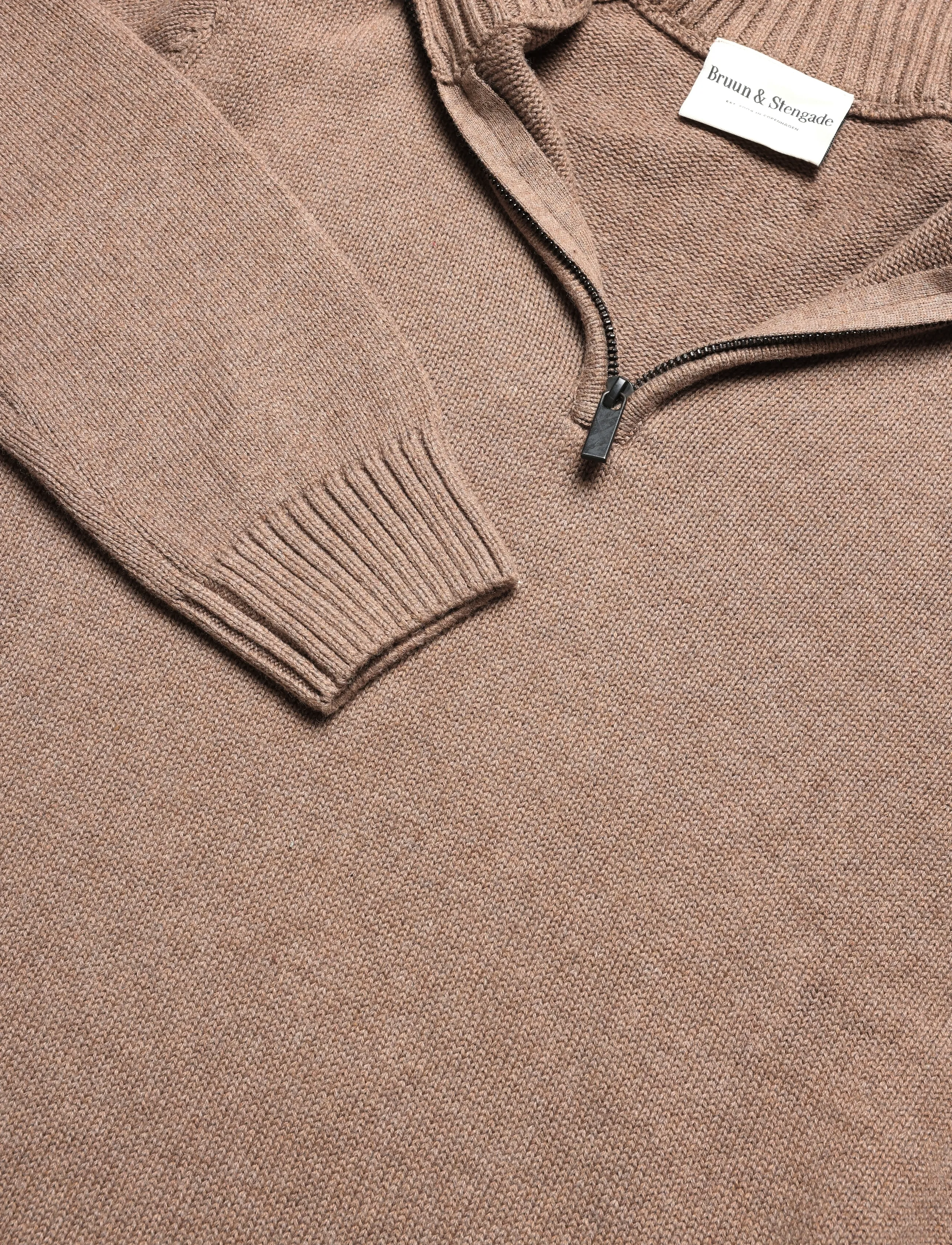 Bruun & Stengade - BS Cunha Regular Fit Knitwear - pullover mit halbem reißverschluss - brown - 5