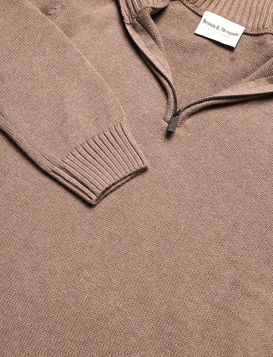 Bruun & Stengade - BS Cunha Regular Fit Knitwear - pullover mit halbem reißverschluss - brown - 5
