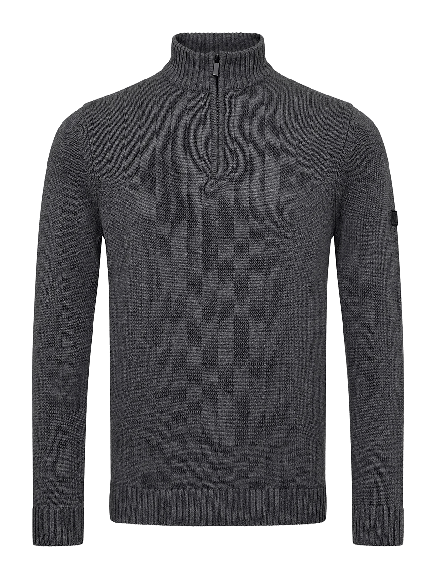 Bruun & Stengade - BS Cunha Regular Fit Knitwear - halfzip strik - grey - 0