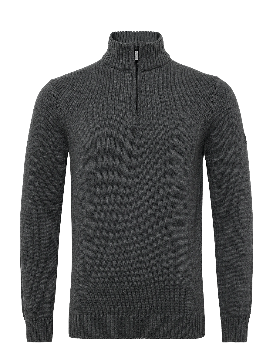 Bruun & Stengade - BS Cunha Regular Fit Knitwear - pullover mit halbem reißverschluss - grey - 0