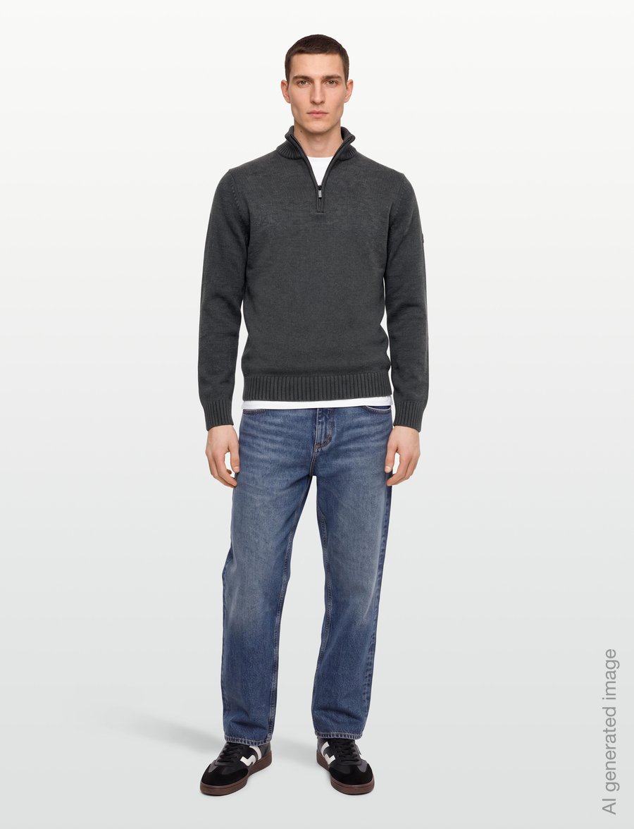 Bruun & Stengade - BS Cunha Regular Fit Knitwear - halfzip strik - grey - 0