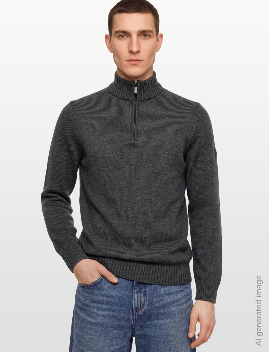 Bruun & Stengade - BS Cunha Regular Fit Knitwear - halfzip strik - grey - 3