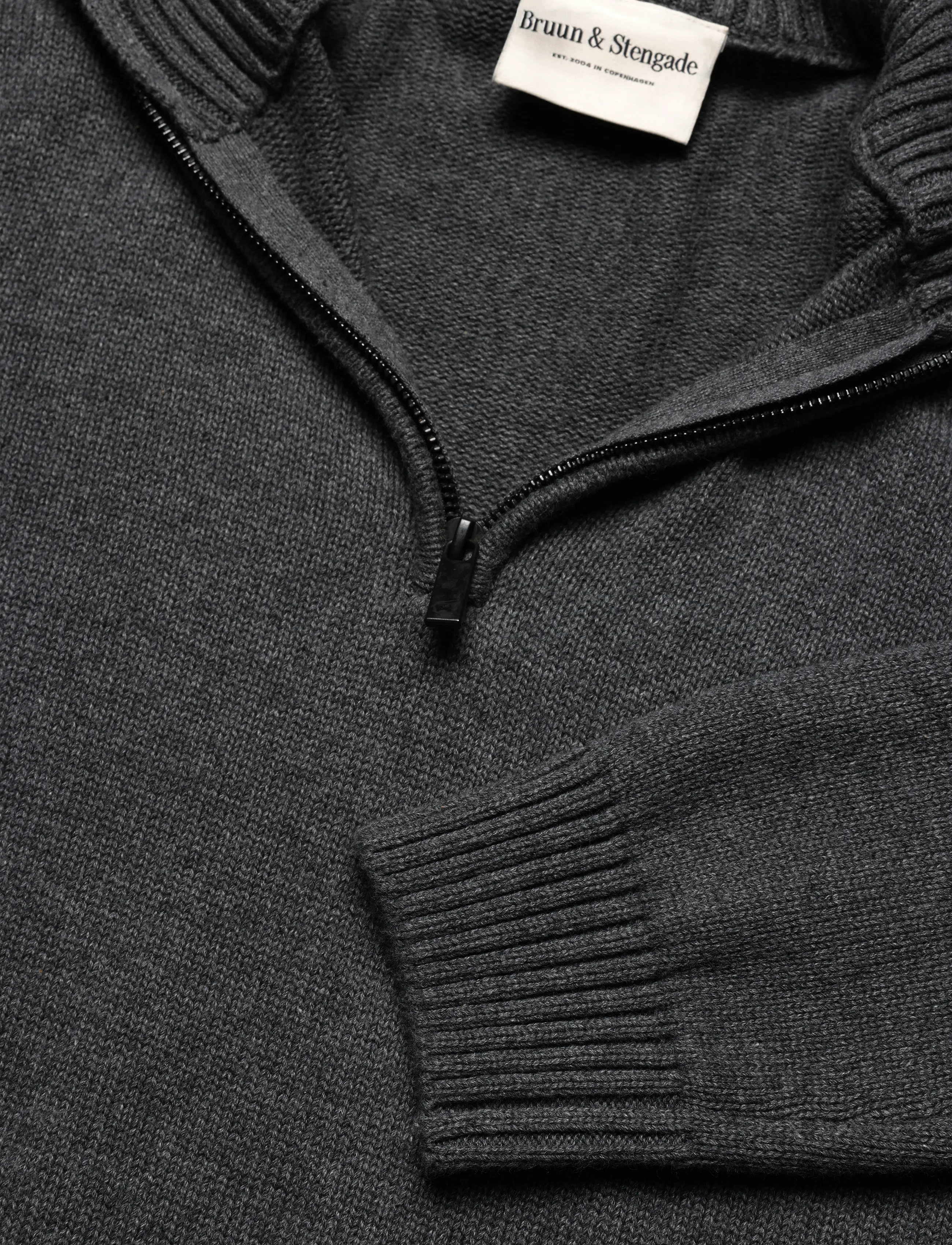 Bruun & Stengade - BS Cunha Regular Fit Knitwear - pullover mit halbem reißverschluss - grey - 2
