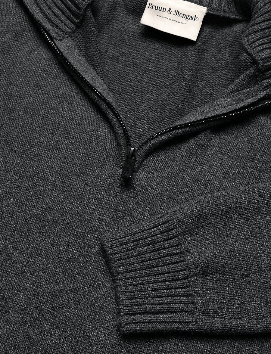 Bruun & Stengade - BS Cunha Regular Fit Knitwear - pullover mit halbem reißverschluss - grey - 2