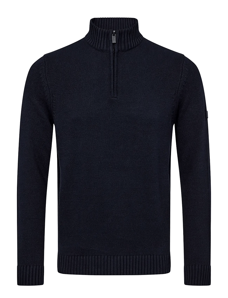 Bruun & Stengade - BS Cunha Regular Fit Knitwear - halfzip strik - navy - 0