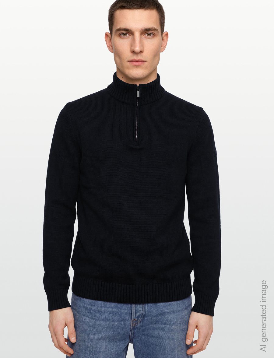 Bruun & Stengade - BS Cunha Regular Fit Knitwear - pullover mit halbem reißverschluss - navy - 3