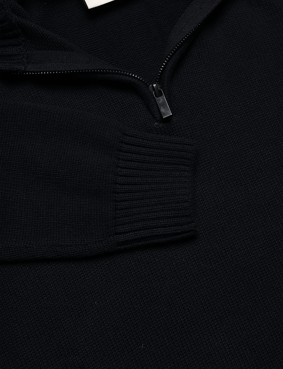 Bruun & Stengade - BS Cunha Regular Fit Knitwear - pullover mit halbem reißverschluss - navy - 5