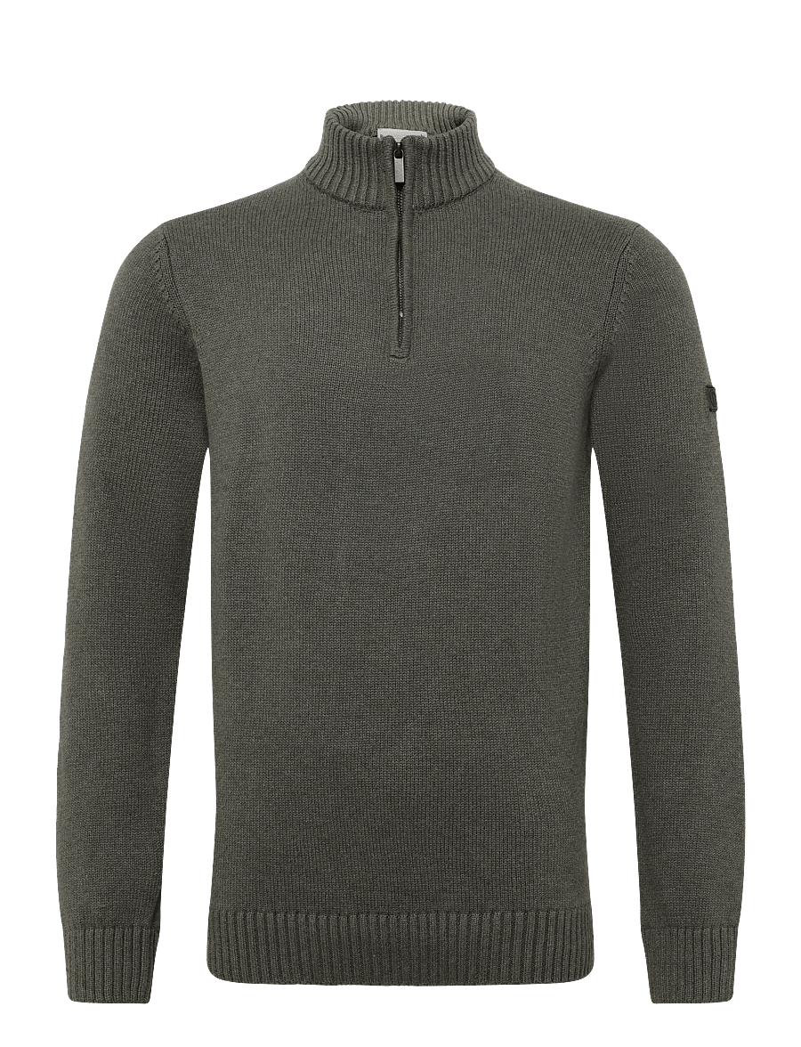 Bruun & Stengade - BS Cunha Regular Fit Knitwear - pullover mit halbem reißverschluss - olive - 1