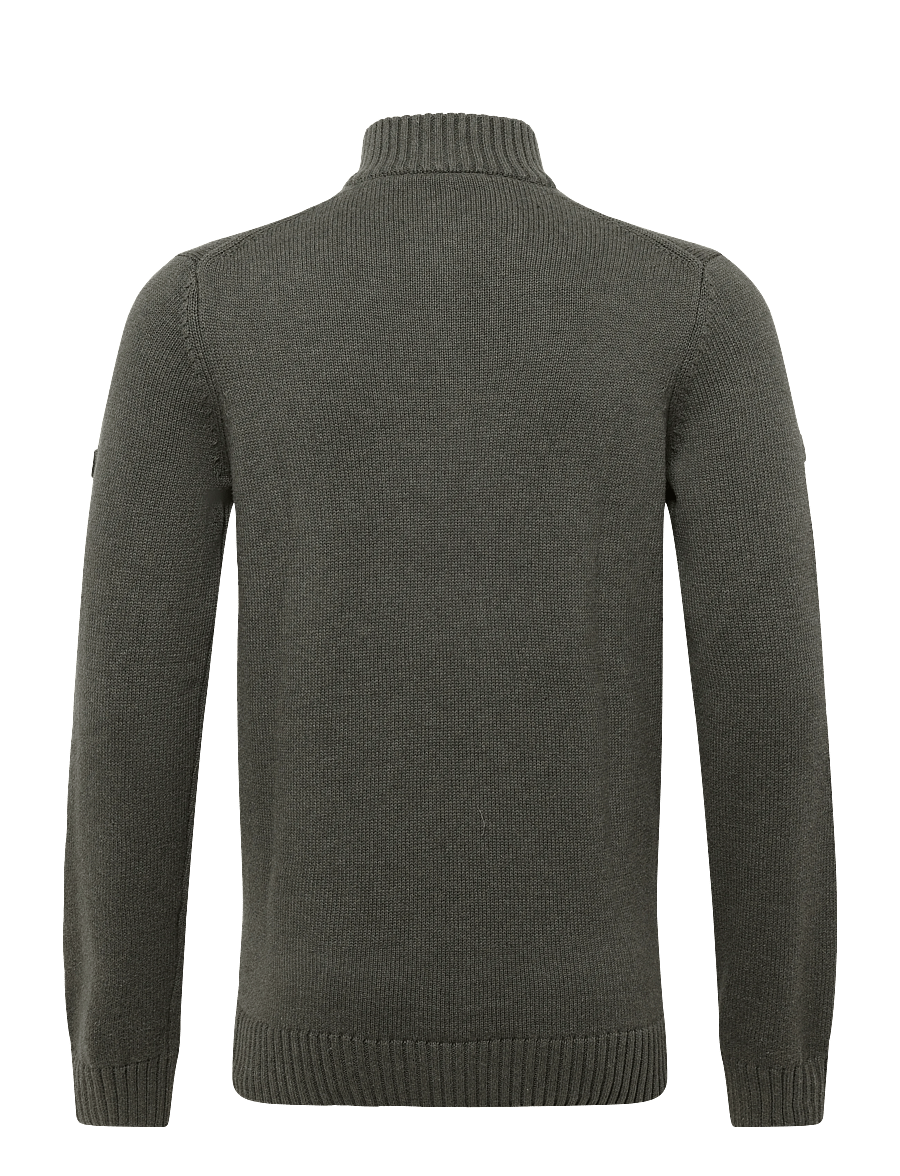 Bruun & Stengade - BS Cunha Regular Fit Knitwear - pullover mit halbem reißverschluss - olive - 2