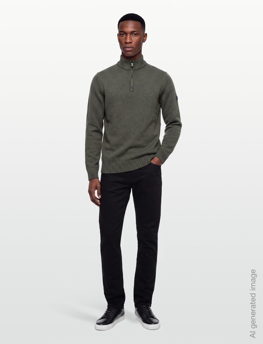 Bruun & Stengade - BS Cunha Regular Fit Knitwear - pullover mit halbem reißverschluss - olive - 0