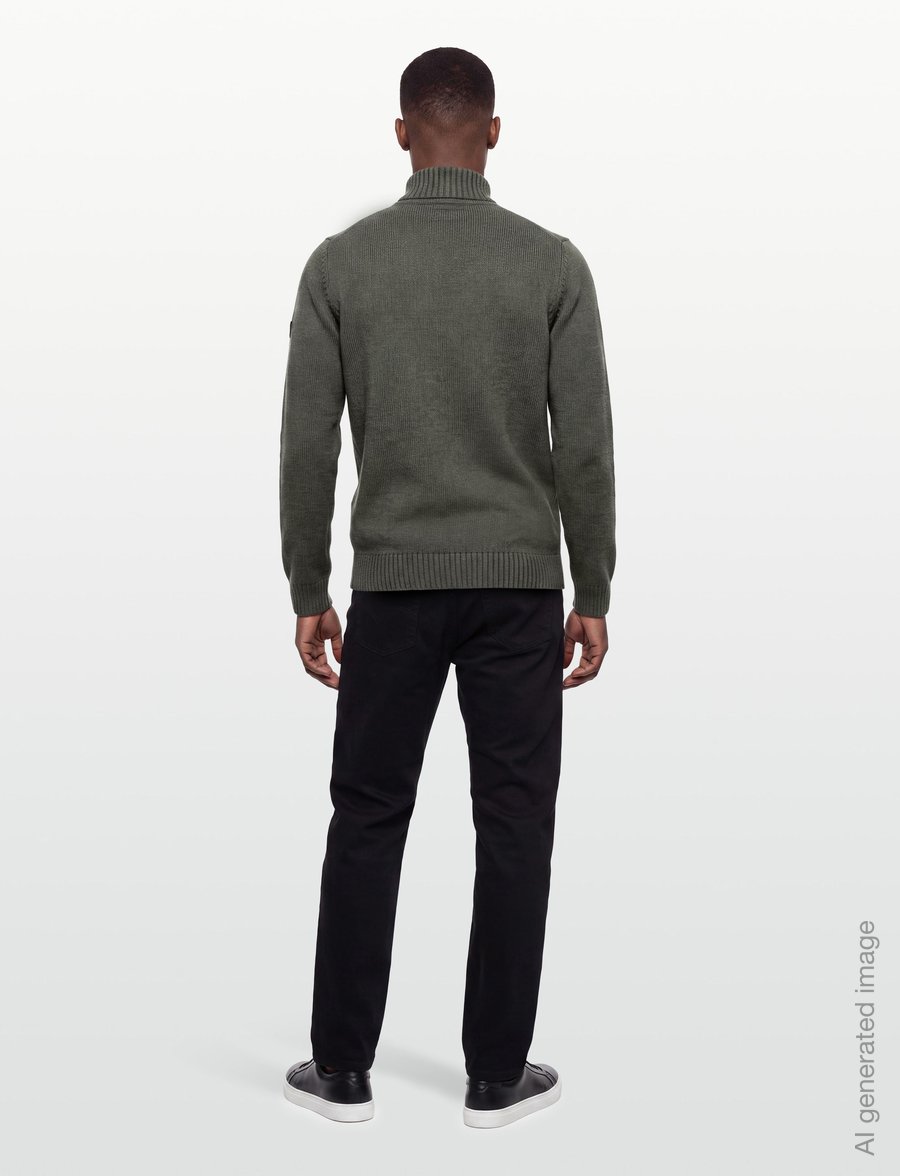 Bruun & Stengade - BS Cunha Regular Fit Knitwear - pullover mit halbem reißverschluss - olive - 4
