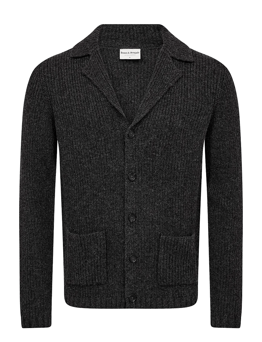 Bruun & Stengade - BS Nauru Regular Fit Knitwear - koftor - dark grey - 1
