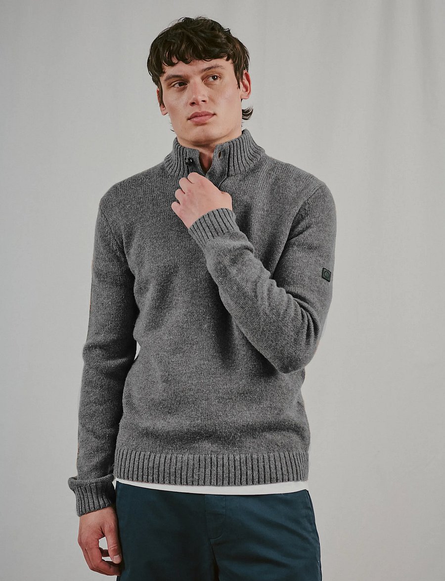 Bruun & Stengade - BS Socotra Regular Fit Knitwear - pullover mit halbem reißverschluss - grey - 0