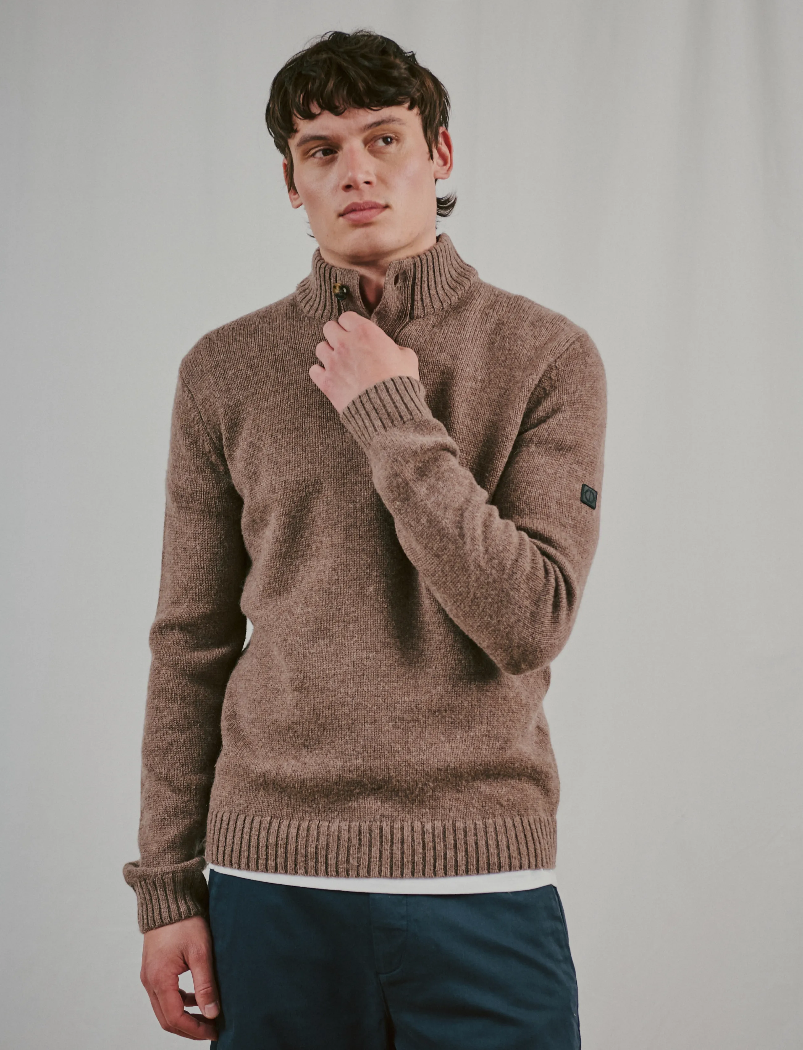 Bruun & Stengade - BS Socotra Regular Fit Knitwear - halfzip strik - mink - 4