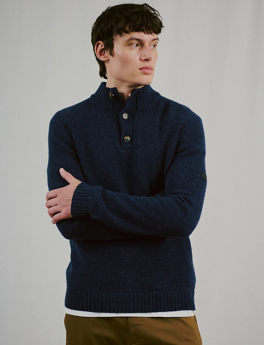 Bruun & Stengade - BS Socotra Regular Fit Knitwear - half zip-tröjor - navy - 0