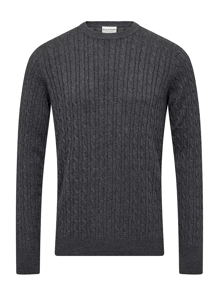 Bruun & Stengade - BS Guizchou Regular Fit Knitwear - rundhalsad - grey - 0