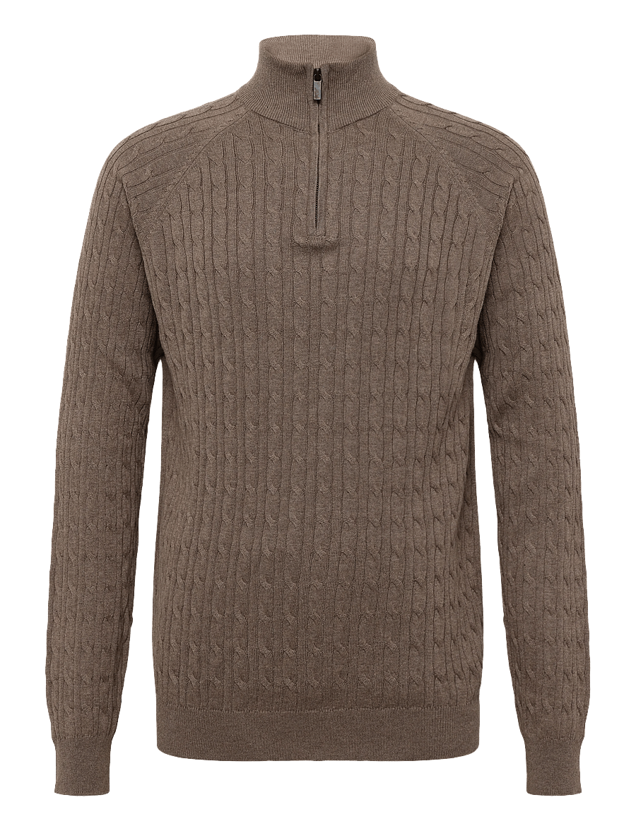 Bruun & Stengade - BS Simbel Regular Fit Knitwear - pullover mit halbem reißverschluss - brown - 1