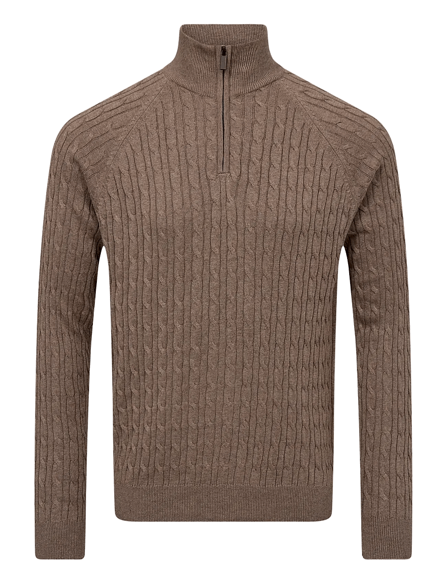 Bruun & Stengade - BS Simbel Regular Fit Knitwear - halfzip strik - brown - 0
