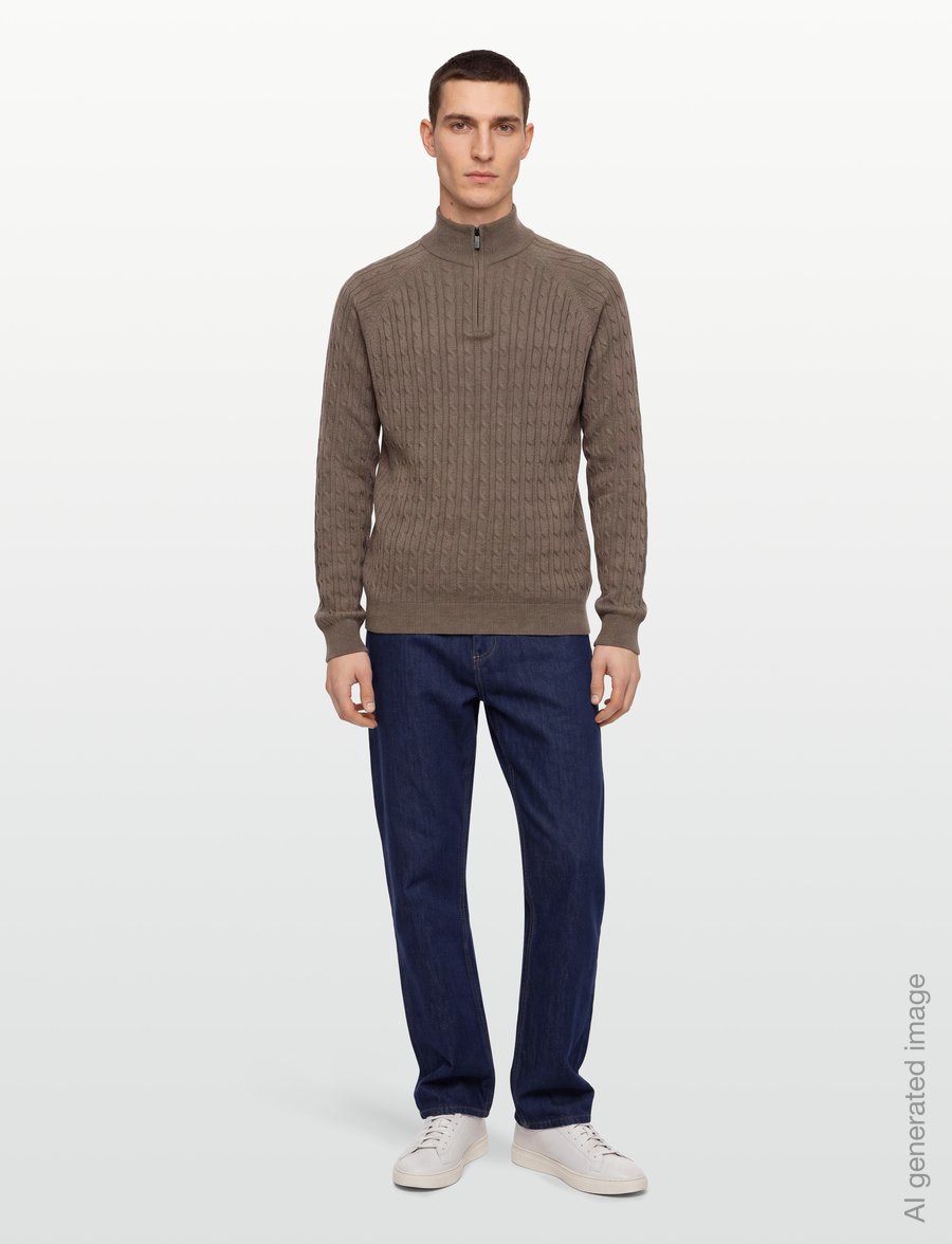 Bruun & Stengade - BS Simbel Regular Fit Knitwear - pullover mit halbem reißverschluss - brown - 0
