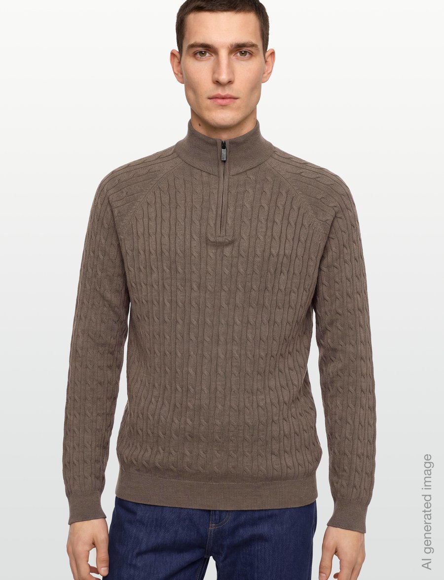 Bruun & Stengade - BS Simbel Regular Fit Knitwear - pullover mit halbem reißverschluss - brown - 3