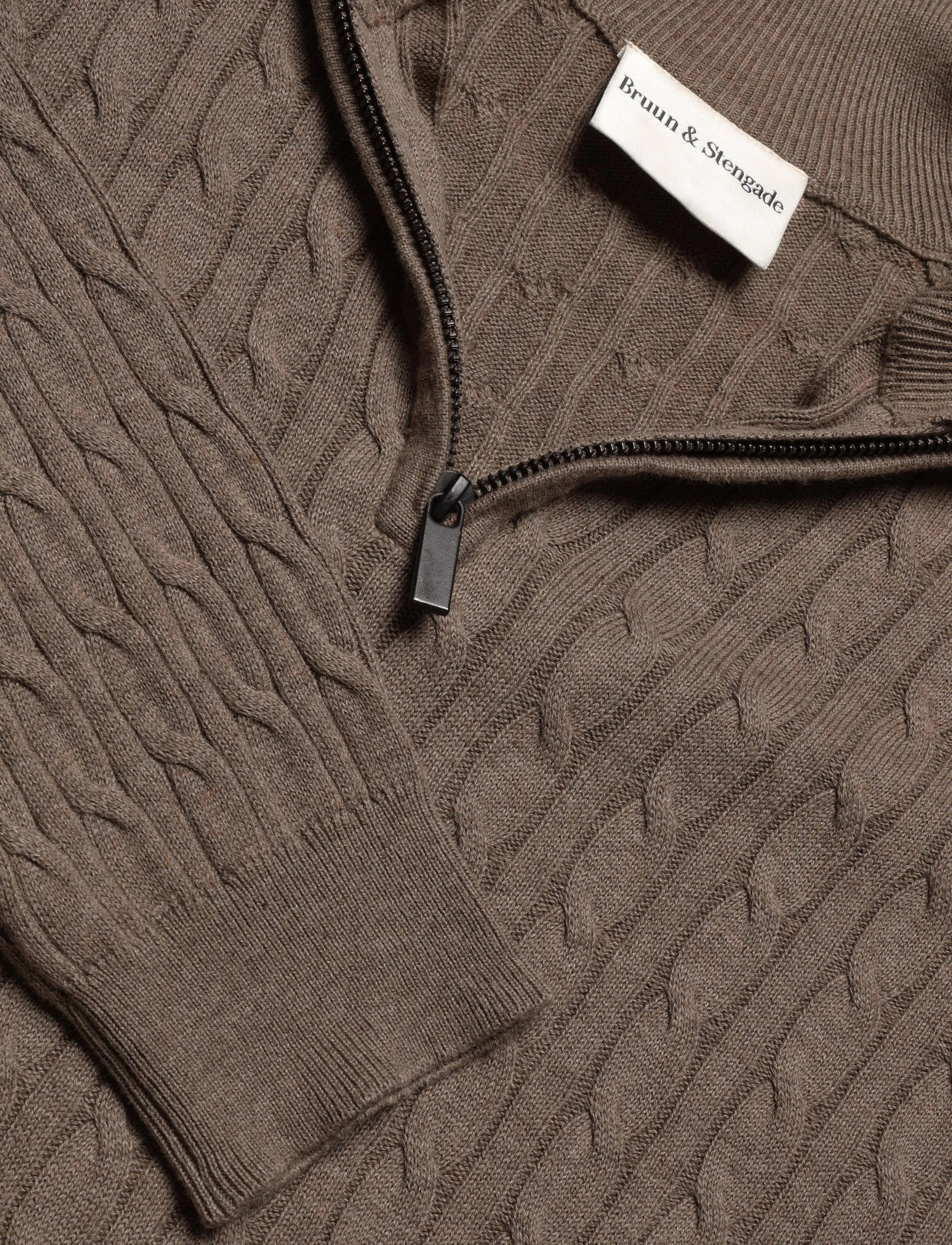 Bruun & Stengade - BS Simbel Regular Fit Knitwear - pullover mit halbem reißverschluss - brown - 5