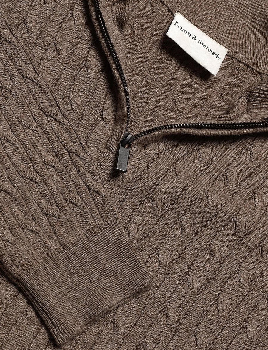 Bruun & Stengade - BS Simbel Regular Fit Knitwear - pullover mit halbem reißverschluss - brown - 5