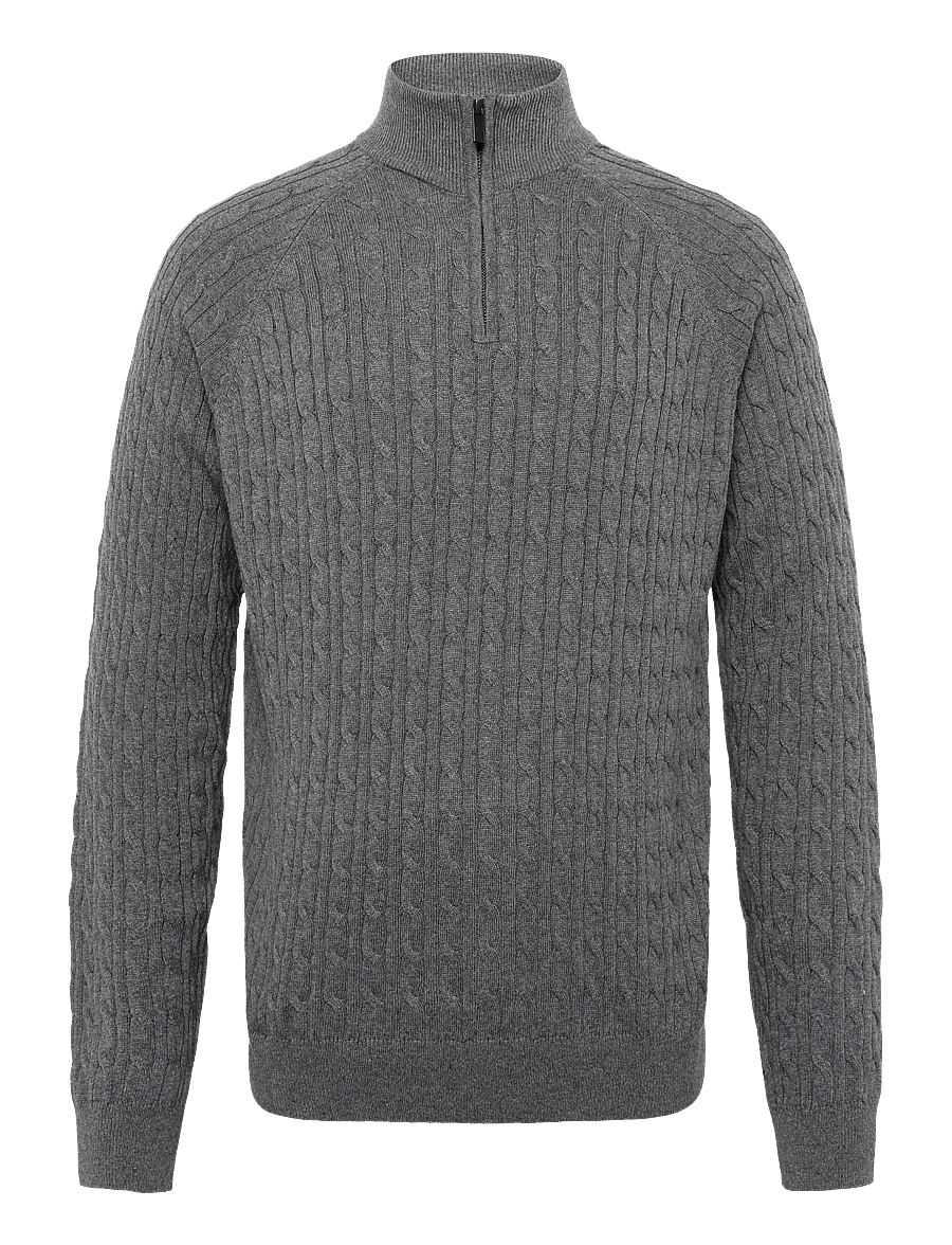 Bruun & Stengade - BS Simbel Regular Fit Knitwear - pullover mit halbem reißverschluss - grey - 1