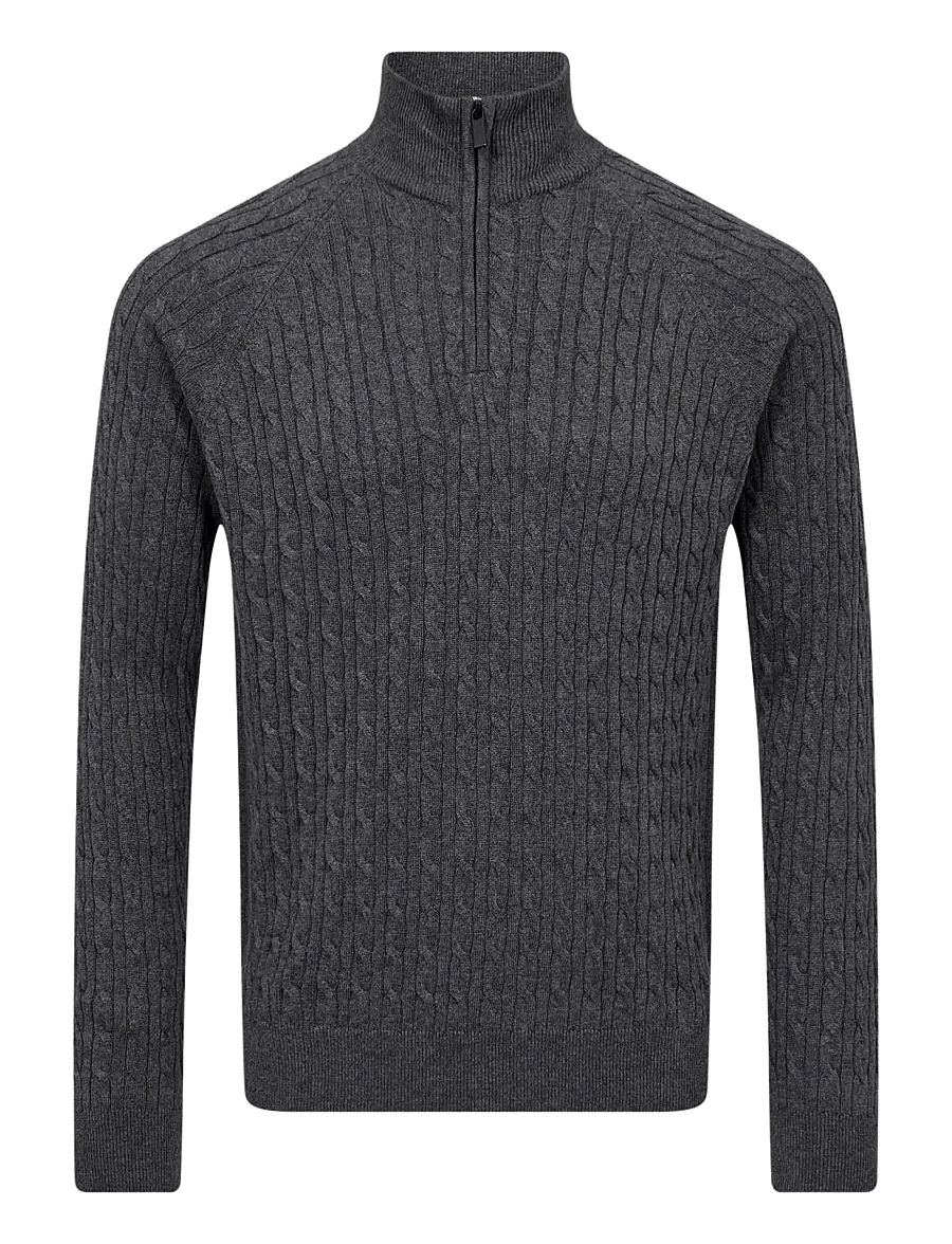 Bruun & Stengade - BS Simbel Regular Fit Knitwear - halfzip strik - grey - 0