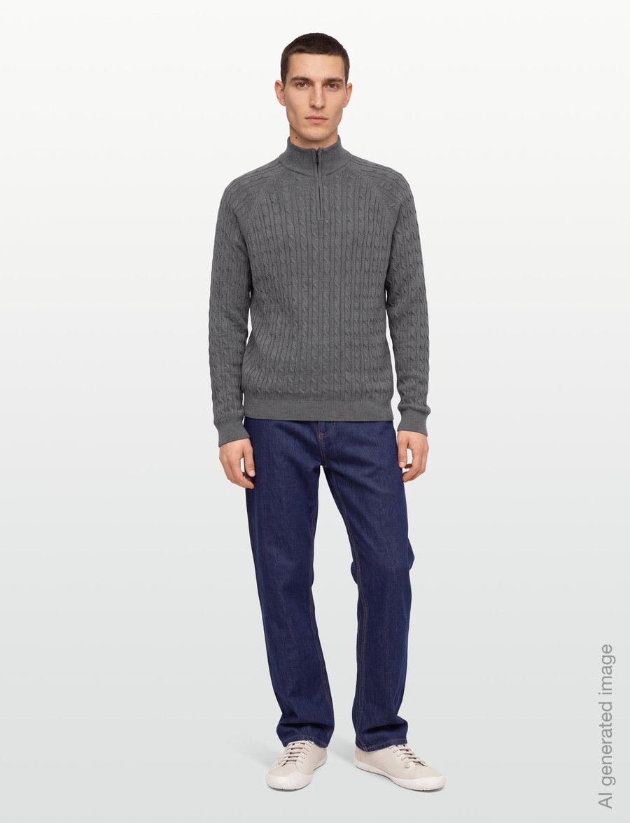 Bruun & Stengade - BS Simbel Regular Fit Knitwear - pullover mit halbem reißverschluss - grey - 0