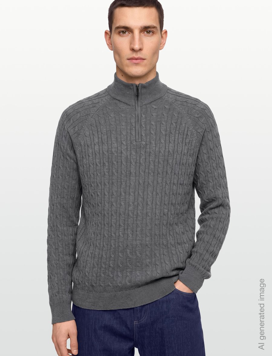 Bruun & Stengade - BS Simbel Regular Fit Knitwear - pullover mit halbem reißverschluss - grey - 3