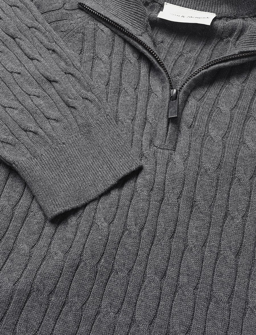 Bruun & Stengade - BS Simbel Regular Fit Knitwear - pullover mit halbem reißverschluss - grey - 5