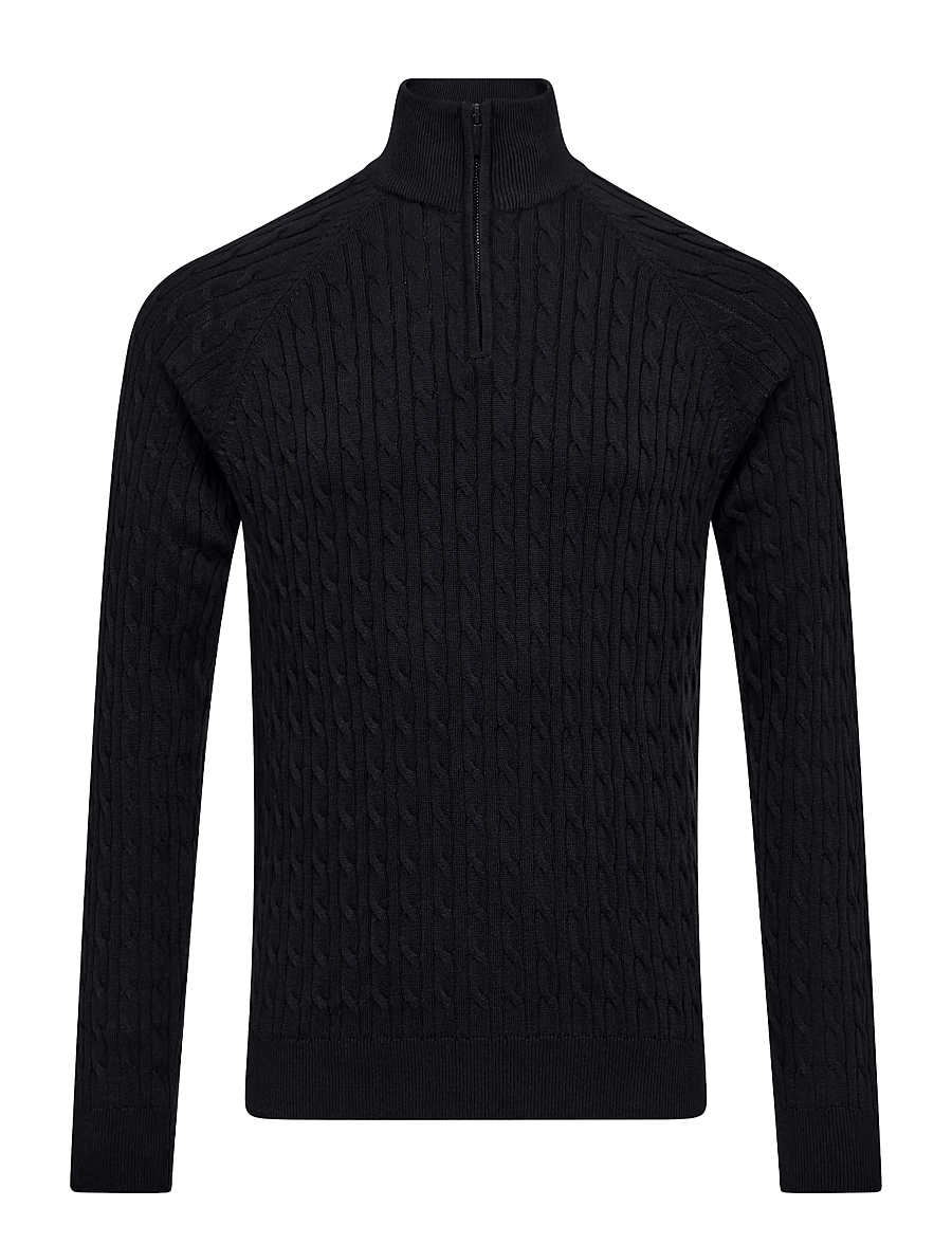 Bruun & Stengade - BS Simbel Regular Fit Knitwear - pullover mit halbem reißverschluss - navy - 0