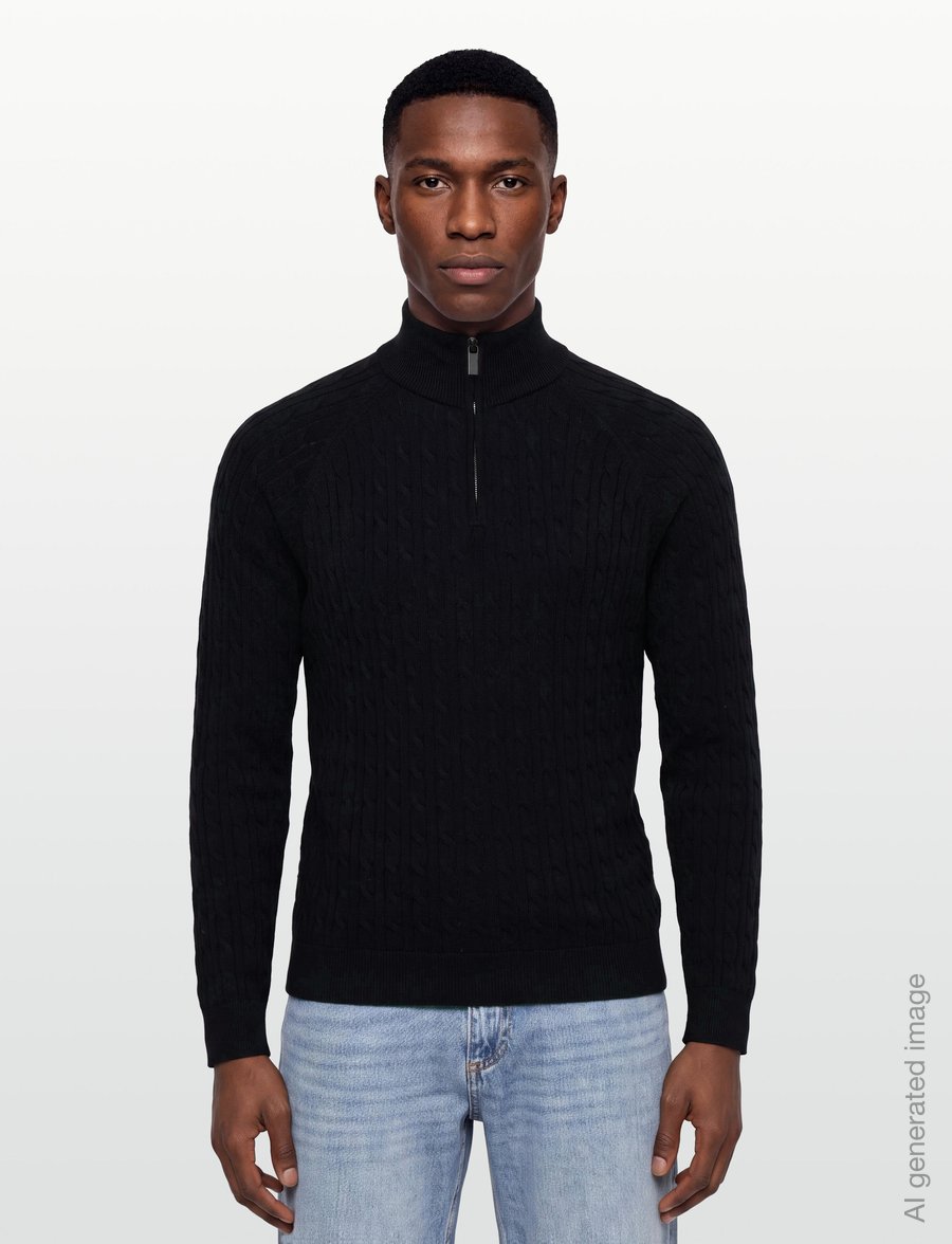 Bruun & Stengade - BS Simbel Regular Fit Knitwear - half zip jumpers - navy - 3