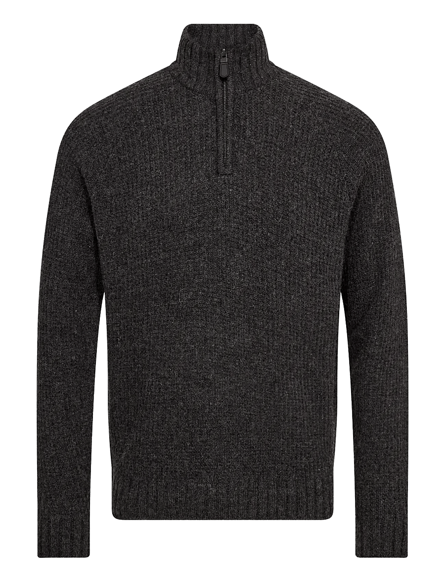 Bruun & Stengade - BS Svalbard Regular Fit Knitwear - half zip jumpers - dark grey - 1