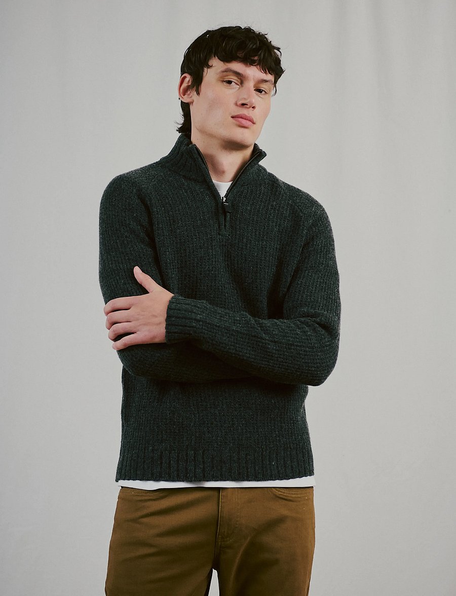 Bruun & Stengade - BS Svalbard Regular Fit Knitwear - half zip jumpers - dark grey - 0