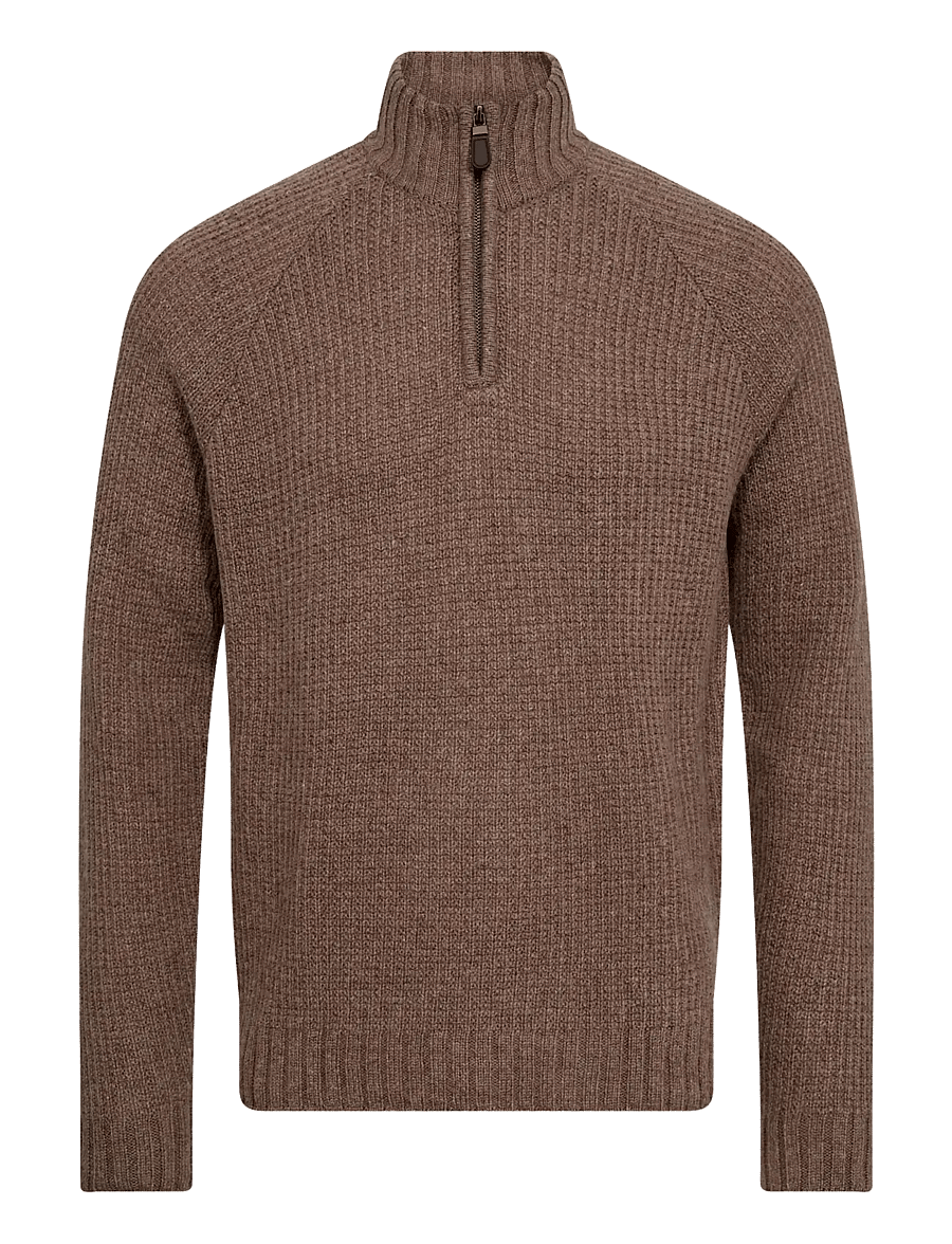 Bruun & Stengade - BS Svalbard Regular Fit Knitwear - half zip-tröjor - mink - 1