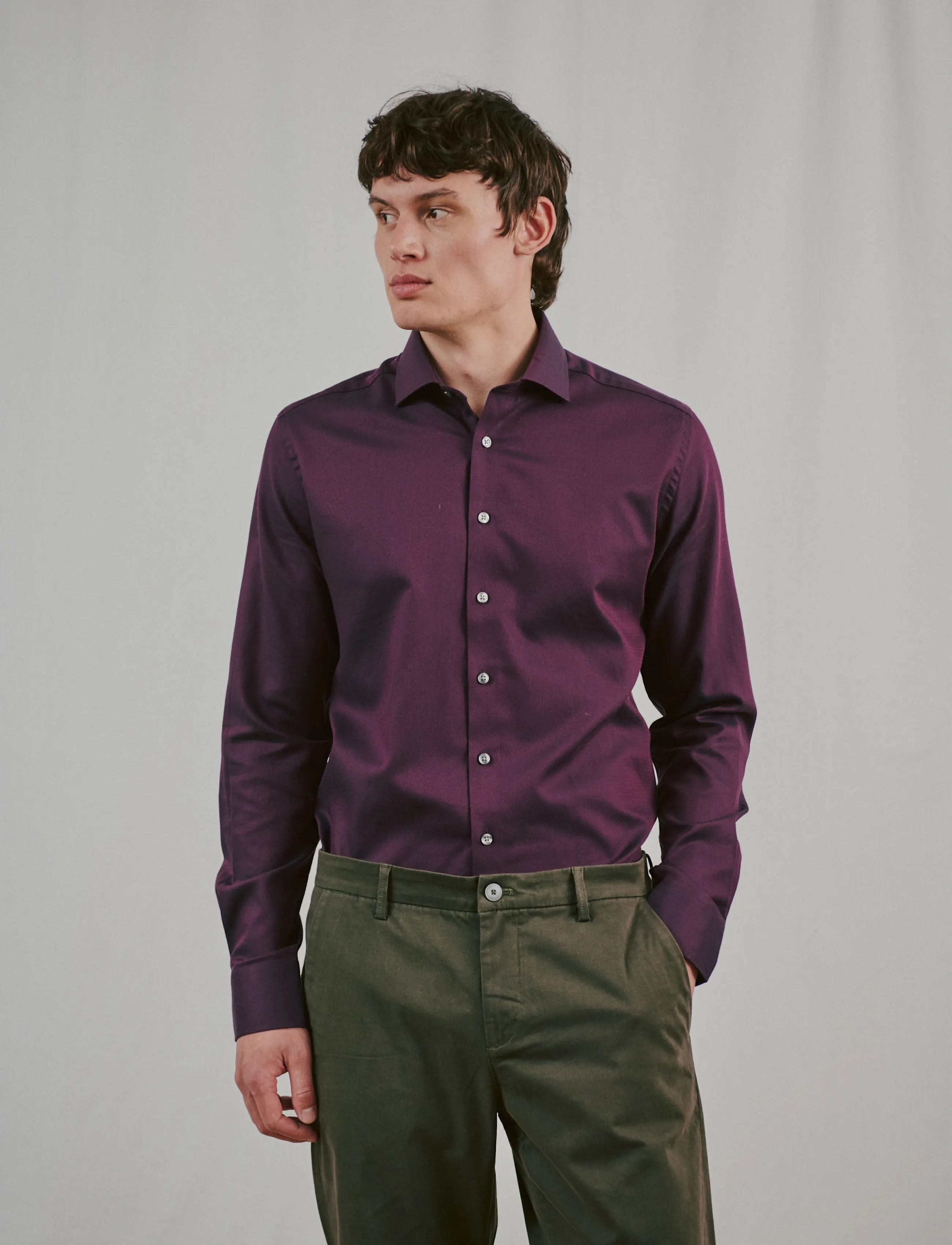Bruun & Stengade BS Hvang Slim Fit Shirt - Vatertag - BORDEAUX / burgundy