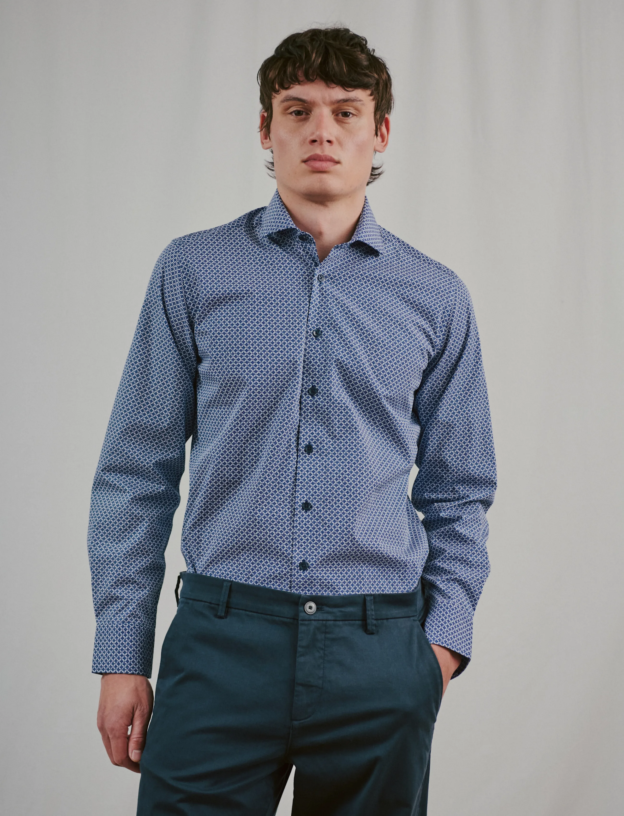 Bruun & Stengade BS Follett Slim Fit Shirt - Mustriga särgid - NAVY / navy