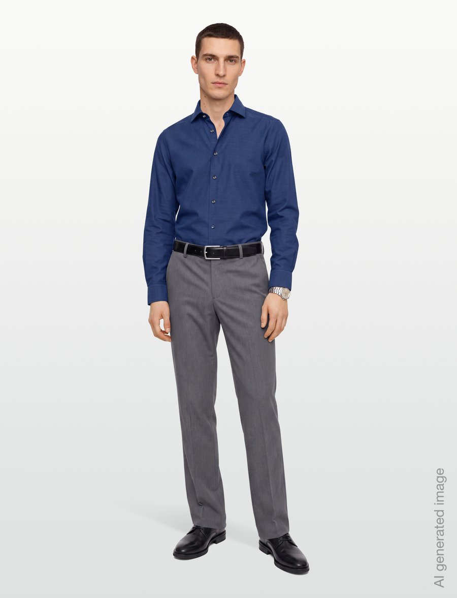 Bruun & Stengade - BS Joff Slim Fit Shirt - kostymskjortor - navy - 0