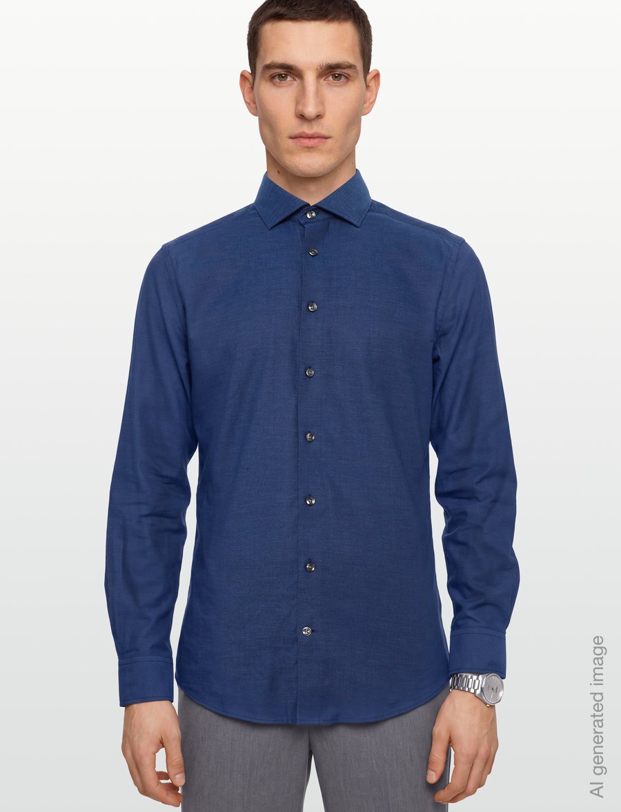 Bruun & Stengade - BS Joff Slim Fit Shirt - kostymskjortor - navy - 3